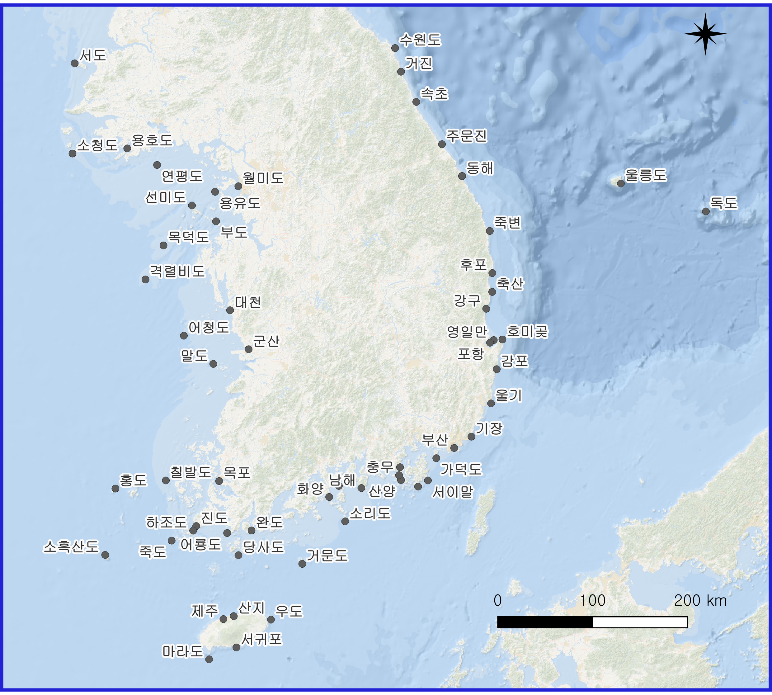연안정지관측 정점도